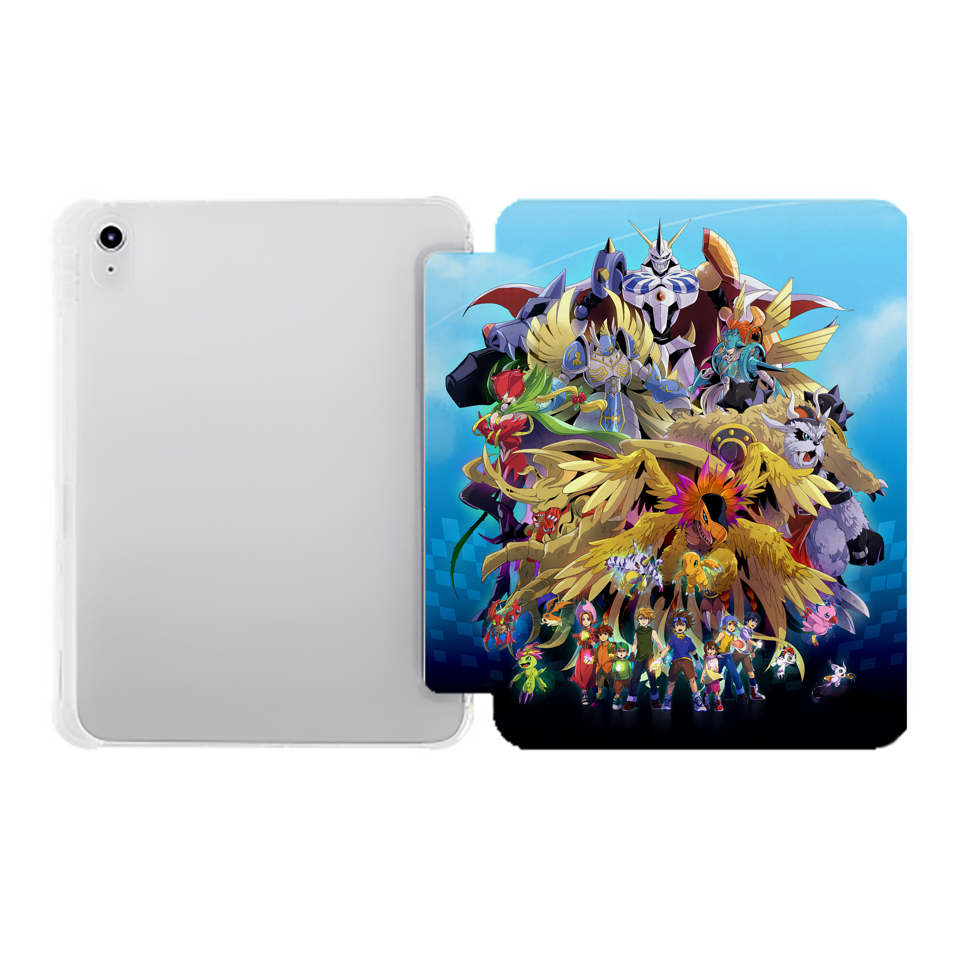 （画像用） Digimon デジタルモンスター/デジモン IPad ケース ペン収納付き 三つ折りスタンド PUレザー×シリコン 対応機種9.5/10.5/10.9インチ